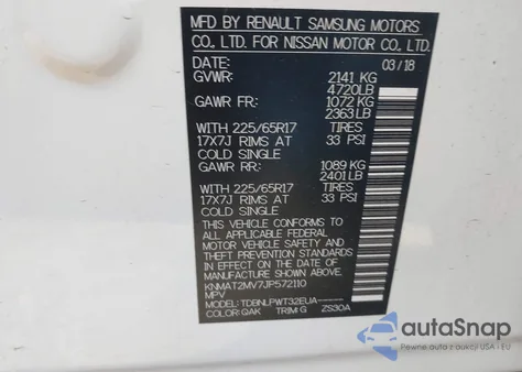 2018 Nissan Rogue S z USA, uszkodzony, nr VIN KNMAT2MV7JP572110